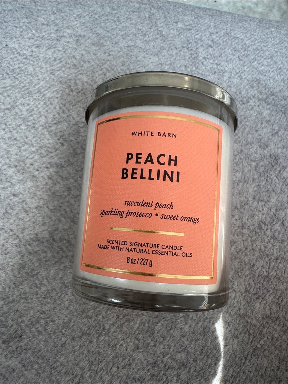 White Barn Peach Bellini Candle - Coral Peach Label